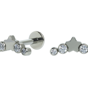 LABRET TITÂNIO R/I CLUSTER ESTRELA C/ PEDRA - 1.6 MM