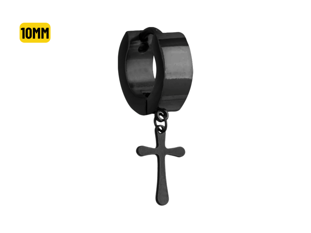 ARGOLA CLICKER C/ CRUZ BLACK 10MM - UNIDADE