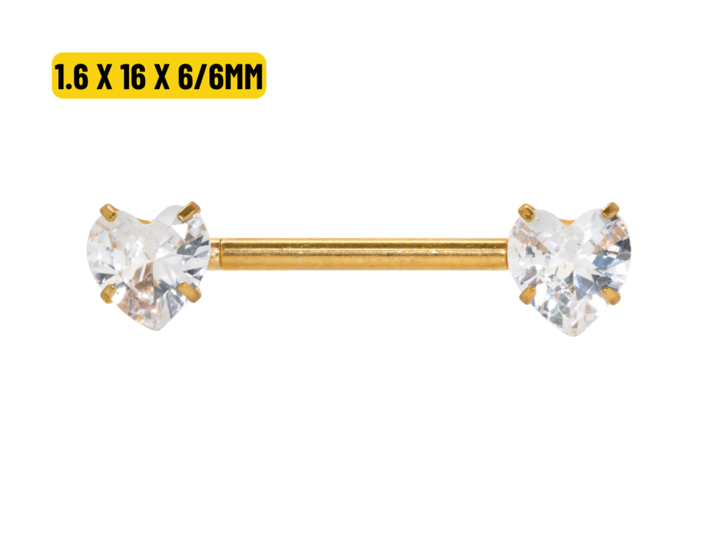 MAMILO TITÂNIO PVD R/I C/ ZIRCÔNIA CORAÇÃO - 1.6 X 16 X 6/6MM