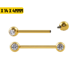 MAMILO TITÂNIO PVD GOLD R/I C/ PEDRA - 1.2 X 14 X 4MM
