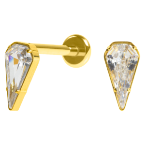 LABREI TITÂNIO R/I GOTA C/ PEDRA MAIOR - PVD GOLD