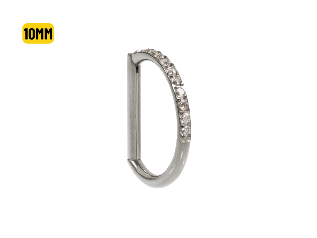 MEIA ARGOLA CLICKER TITÂNIO METADE CRAVEJADA - 10MM
