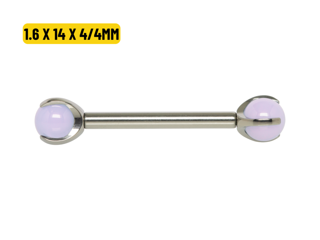 MAMILO TITÂNIO R/I C/ QUARTZO ROSA - 1.6 X 14 X 4/4MM