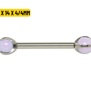 MAMILO TITÂNIO R/I C/ QUARTZO ROSA - 1.6 X 14 X 4/4MM