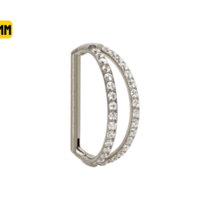 MEIA ARGOLA CLICKER TITÂNIO 2 FILEIRAS C/ PEDRA - 12MM
