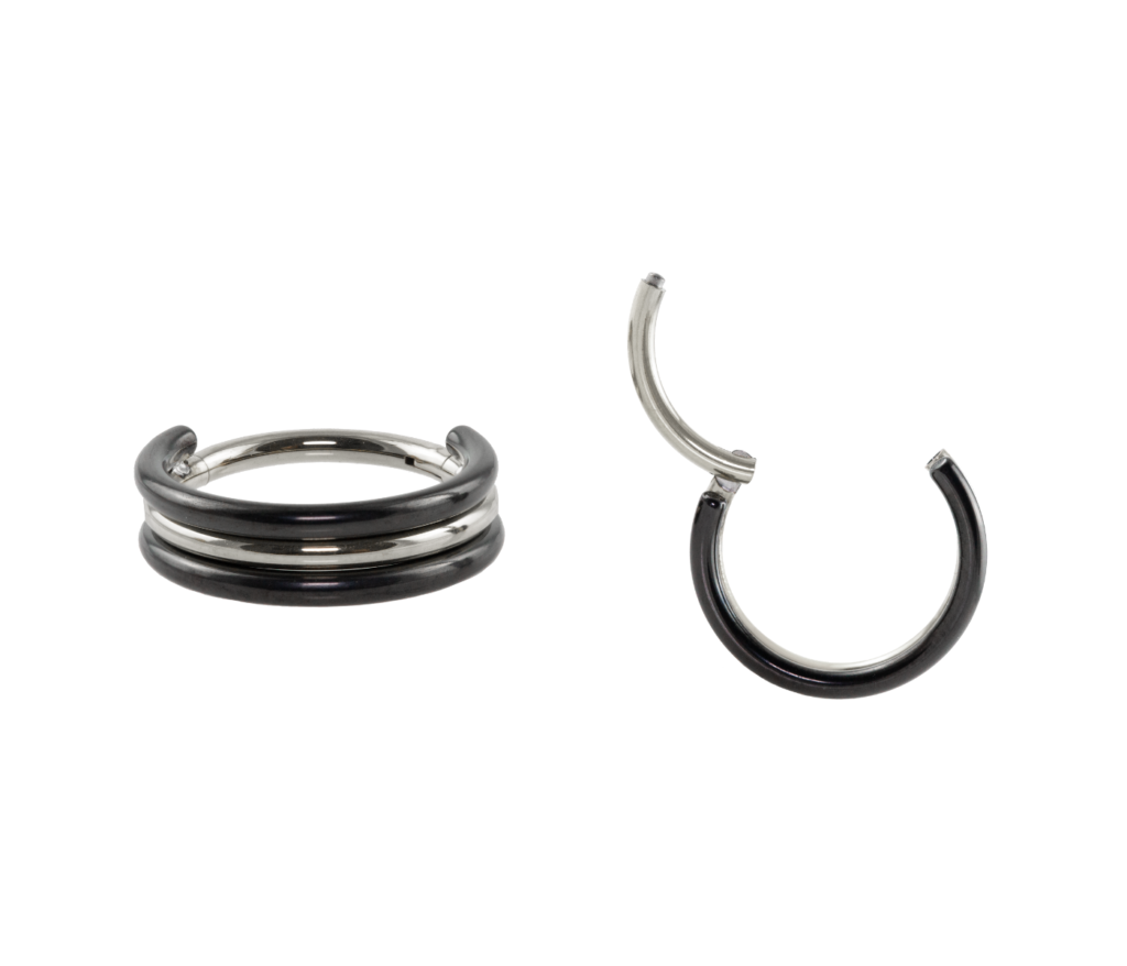 SEGMENTO CLICKER TIT 3 FILEIRAS NATURAL/ PVD BLACK - 1.2X10