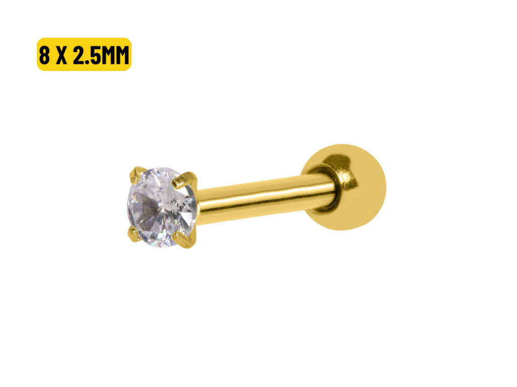 MICRO RETO PONTO DE LUZ PVD GOLD - 8 X 2.5MM