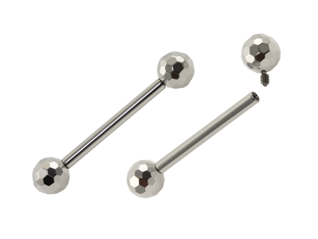 BARBELL RETO TITÂNIO R/I ESFERA LAPIDADA - 1.6 X 16 X 5MM