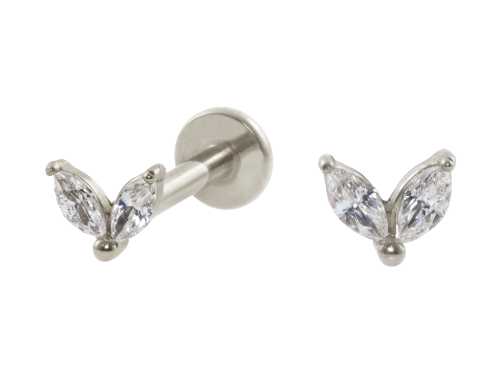 LABRET AÇO R/I 2 PÉTALAS C/ ZIRCÔNIA