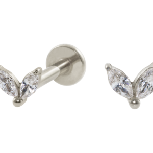 LABRET AÇO R/I 2 PÉTALAS C/ ZIRCÔNIA