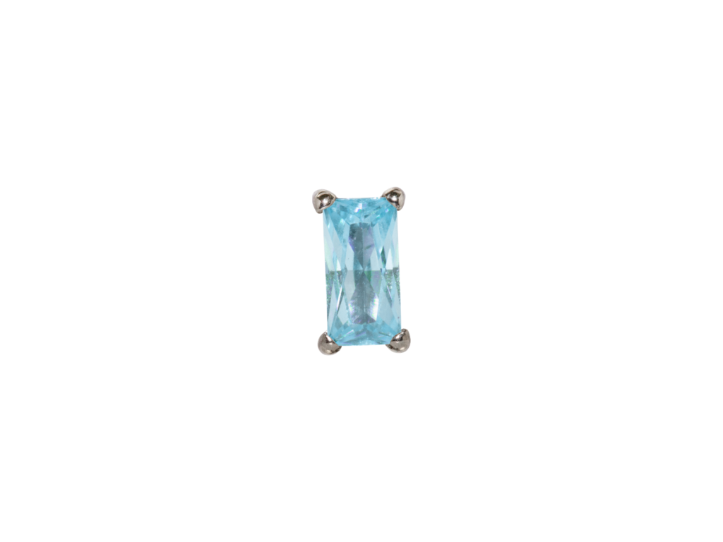 TOPO TITÂNIO 0.9 (1.2MM) - RETÂNGULO C/ ZIRCÔNIA AZUL