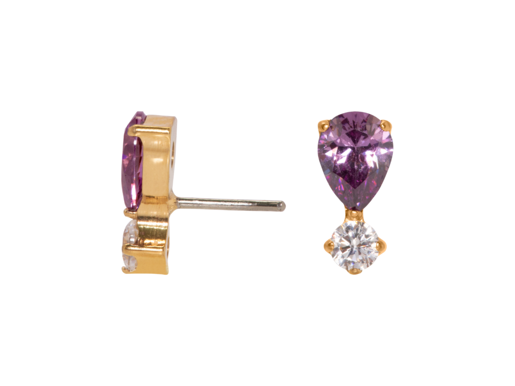 TOPO TITÂNIO PUSH PIN (1.2MM) - ZIRCÔNIA ROXO / CRISTAL