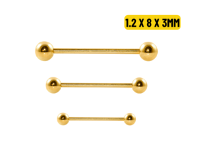MICRO RETO PVD GOLD 1.2 X 8 X 3MM