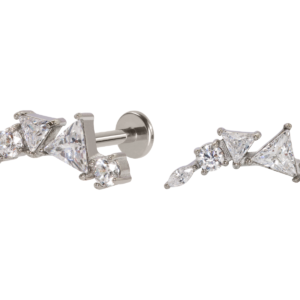 LABRET AÇO R/I CLUSTER TRIÂNGULO C/ ZIRCÔNIA