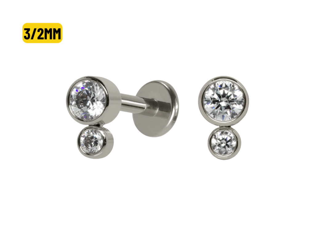LABRET TITÂNIO R/I 2 PEDRAS - 3/2MM