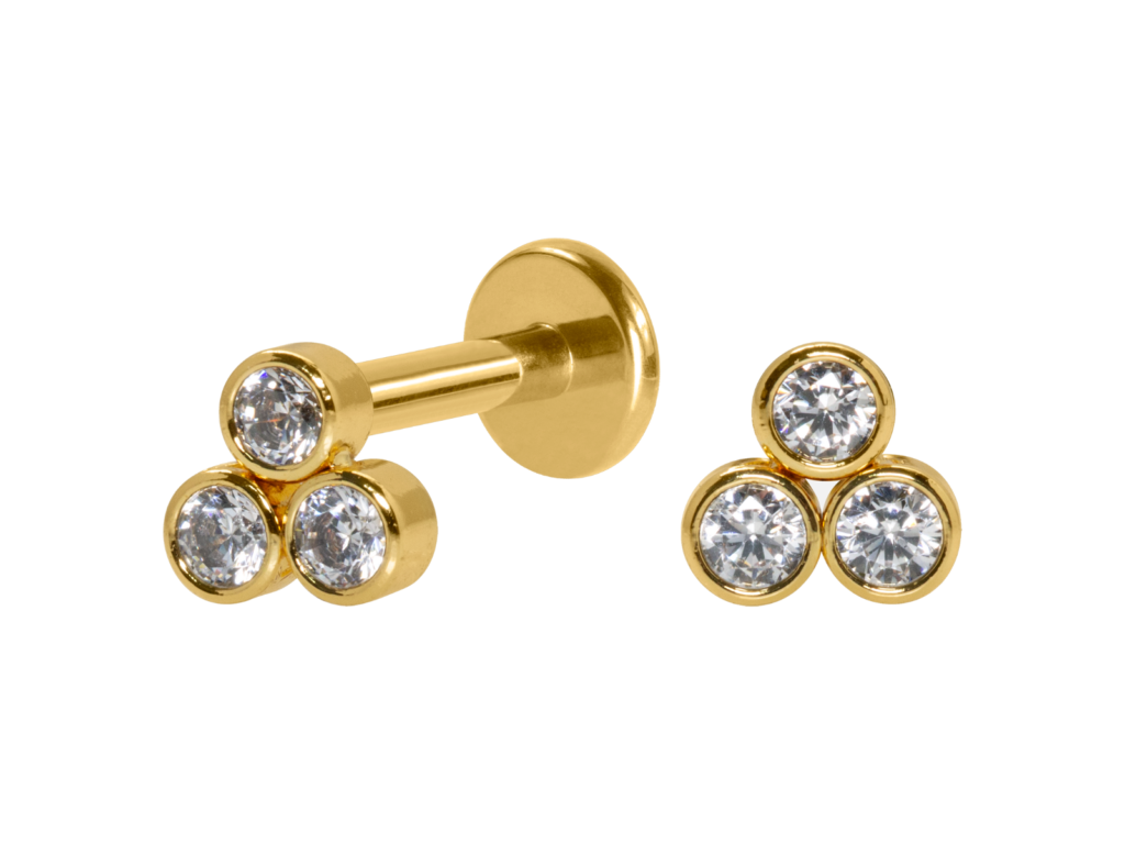 LABRET AÇO PVD R/I TRINITY FLAT/ PEDRA