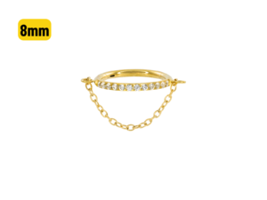 SEGMENTO CLICKER TIT PVD LATERAL CRAVEJADA C/ CORRENTE – 8MM