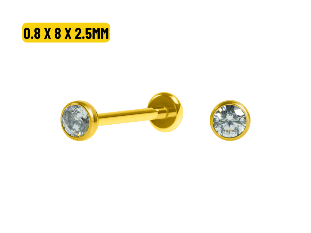 LABRET TITÂNIO PVD PONTO DE LUZ PUSH PIN - 0.8 X 8 X 2.5MM