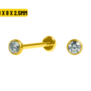 LABRET TITÂNIO PVD PONTO DE LUZ PUSH PIN - 0.8 X 8 X 2.5MM