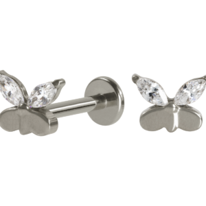 LABRET TITÂNIO R/I BORBOLETA C/ ZIRCÔNIA MOD3
