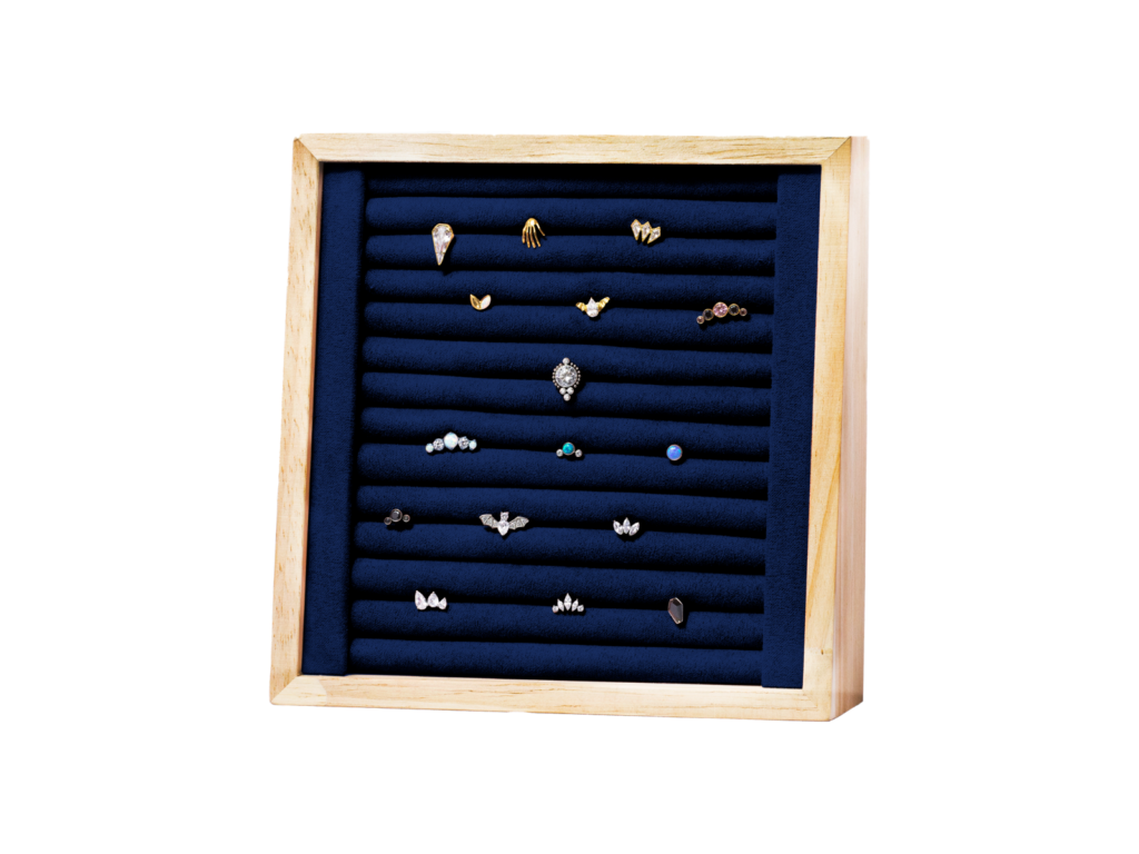 EXPOSITOR MADEIRA QUADRADO 15X15CM - AZUL MARINHO