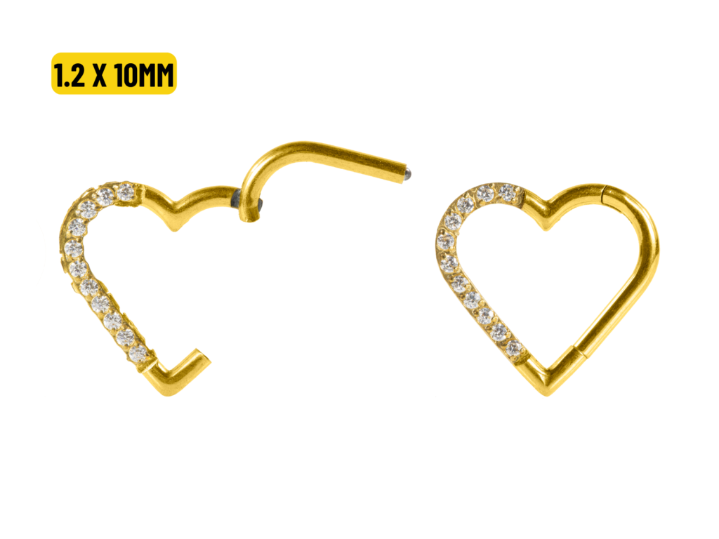 HEART AÇO PVD CLICKER CRAVEJADO 1.2 X 10MM - LADO DIREITO