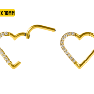 HEART AÇO PVD CLICKER CRAVEJADO 1.2 X 10MM - LADO DIREITO
