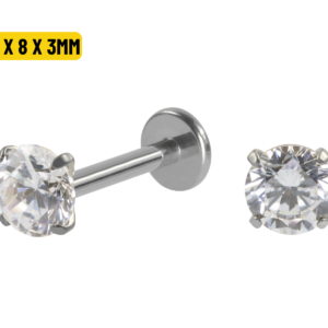 LABRET TITÂNIO R/I C/ ZIRCÔNIA - 1.2 X 8 X 3MM
