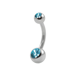 BANANA BELL AÇO C/ STRASS 2 PEDRAS AZUL TURQUESA - M
