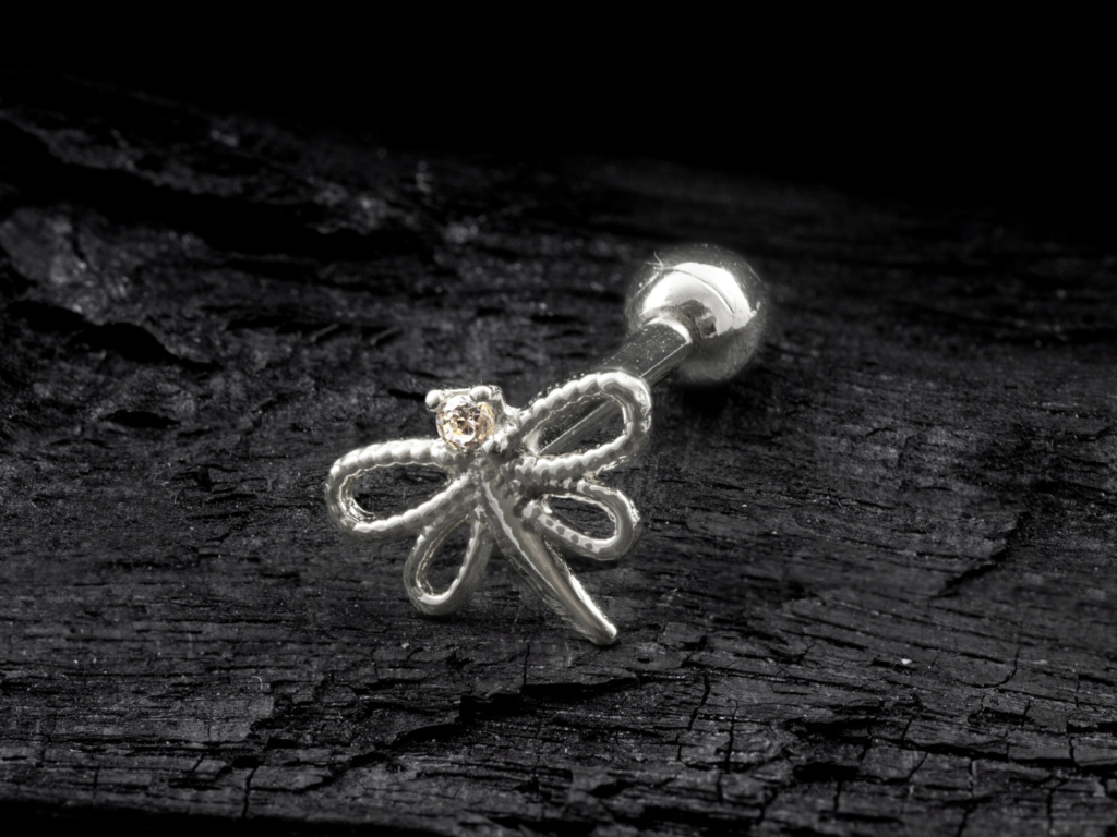 MICRO RETO OURO 18K LIBÉLULA CO101 - BRANCO