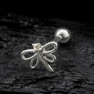 MICRO RETO OURO 18K LIBÉLULA CO101 - BRANCO