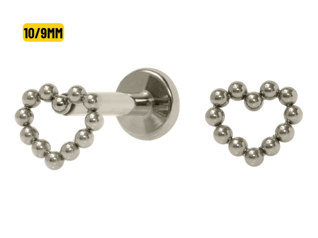 LABRET TITÂNIO R/I CORAÇÃO VAZADO - 10/9MM