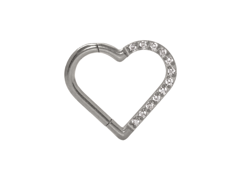 HEART TITÂNIO CLICKER CRAVEJADO 1.2 X 10MM - LADO ESQUERDO