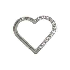 HEART TITÂNIO CLICKER CRAVEJADO 1.2 X 10MM - LADO ESQUERDO