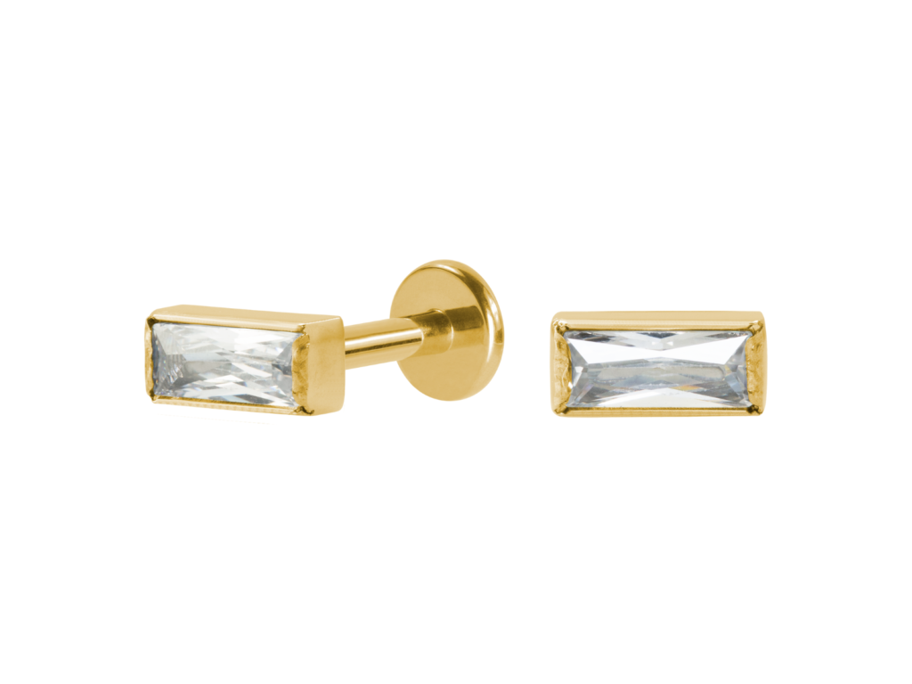 LABRET TITÂNIO PVD R/I RETÂNGULO C/ ZIRCÔNIA