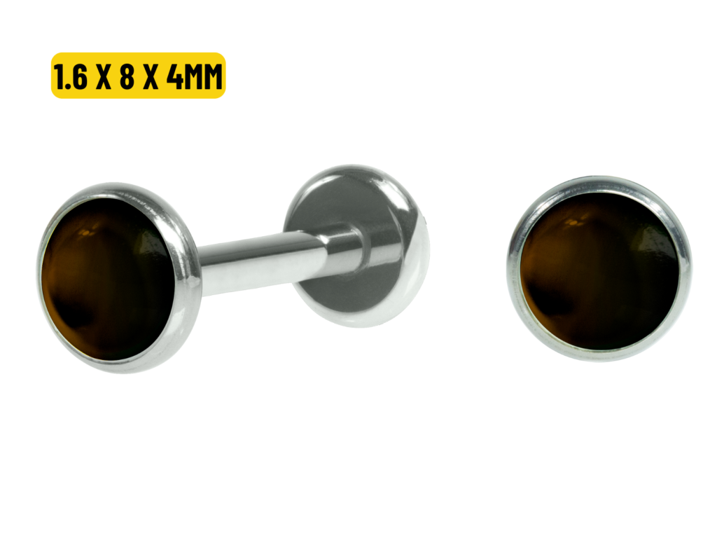 LABRET TITÂNIO R/I TOPO COPINHO OLHO DE TIGRE -1.6 X 8 X 4MM