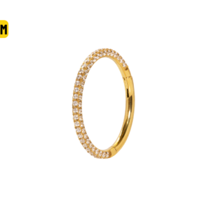 SEGMENTO CLICKER TIT PVD GOLD 3 FILEIRAS CRAVEJADAS - 8MM