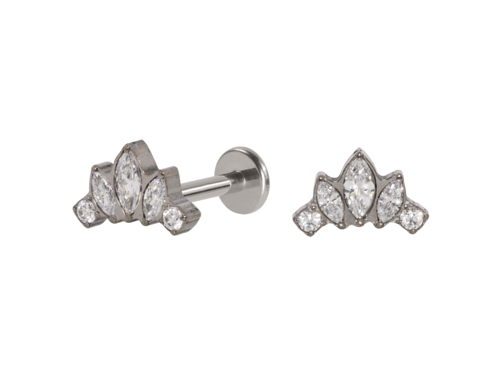 LABRET TITÂNIO R/I COROA C/ ZIRCÔNIA