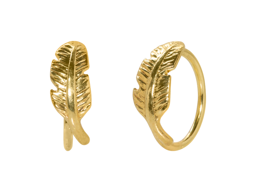 ARGOLA PENA - BANHADO A OURO
