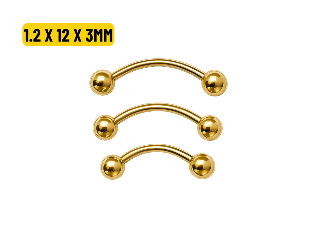 MICRO CURVO TITÂNIO PVD GOLD 1.2 X 12 X 3
