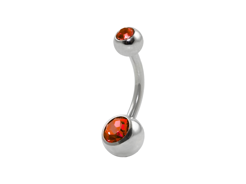 BANANA BELL AÇO C/ STRASS 2 PEDRAS VERMELHO - G