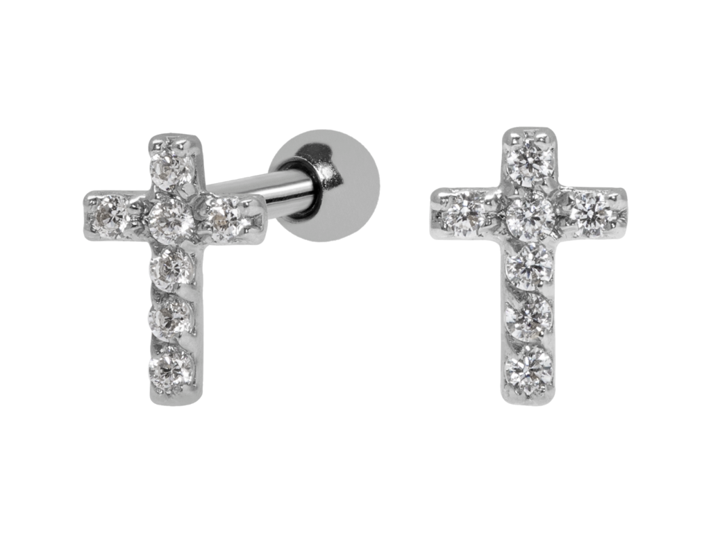 MICRO RETO CRUZ CRAVEJADA OURO - BRANCO - MI08
