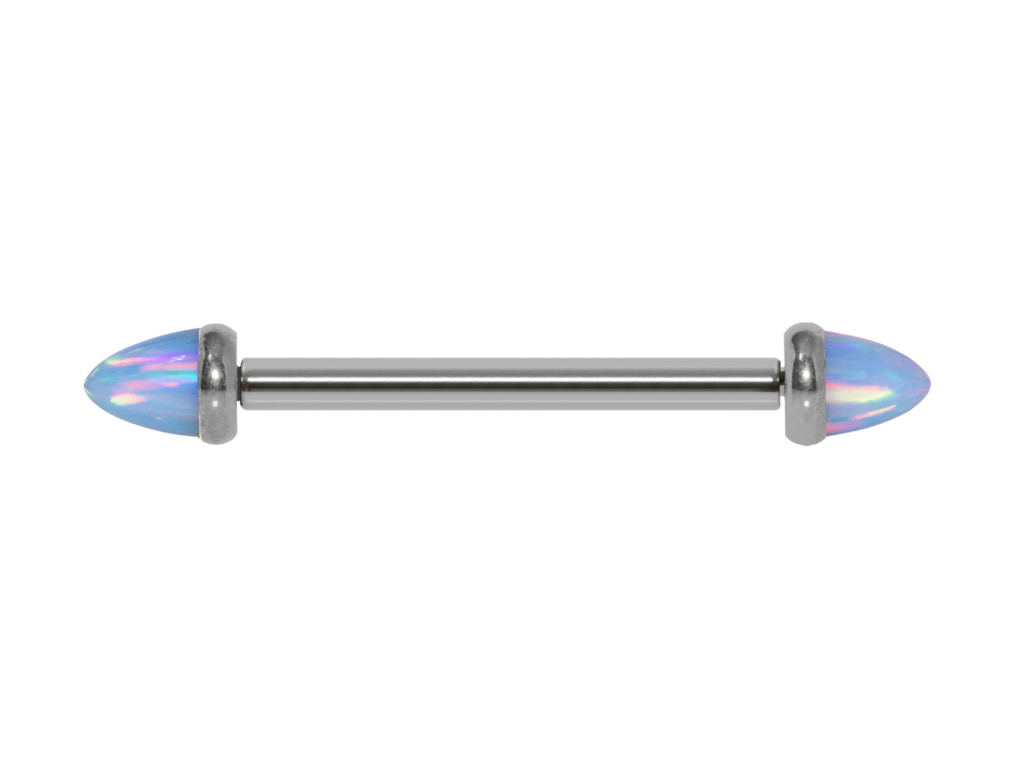 MAMILO TITÂNIO R/I C/ OPALA AZUL CLARO - 1.2 X 16MM