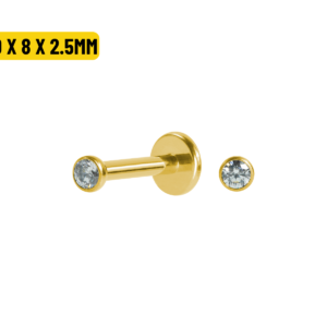 LABRET TITÂNIO PVD PONTO DE LUZ PUSH PIN - 1.0 X 8 X 2.5MM