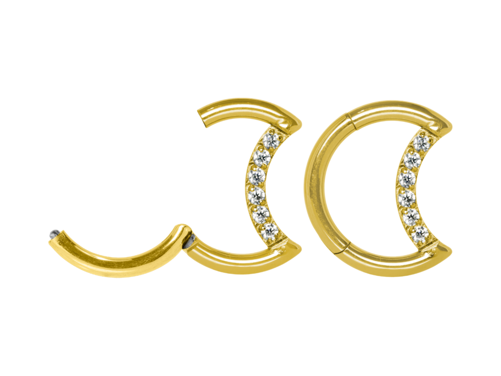 LUA CLICKER TITÂNIO PVD GOLD CRAVEJADA