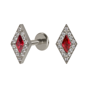 LABRET TITÂNIO R/I LOSANGO C/ ZIRCÔNIA VERMELHO