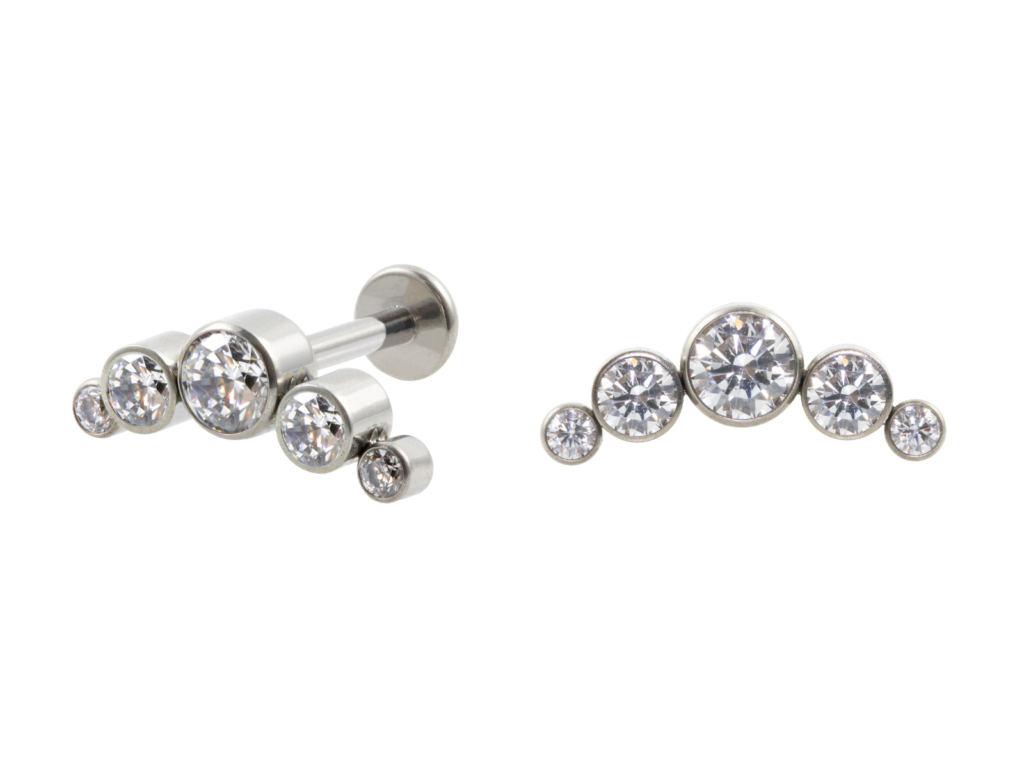 LABRET TITÂNIO R/I CLUSTER 5 PEDRAS