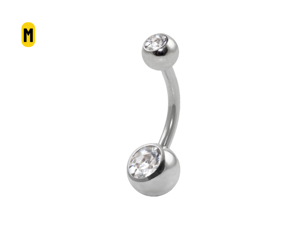 BANANA BELL AÇO C/ STRASS 2 PEDRAS BRANCO - M