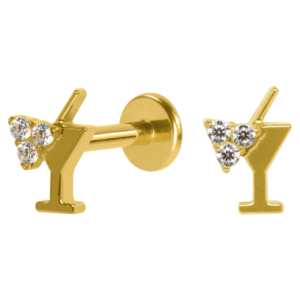 LABRET TITÂNIO R/I DRINK C/ ZIRCÔNIA - PVD GOLD