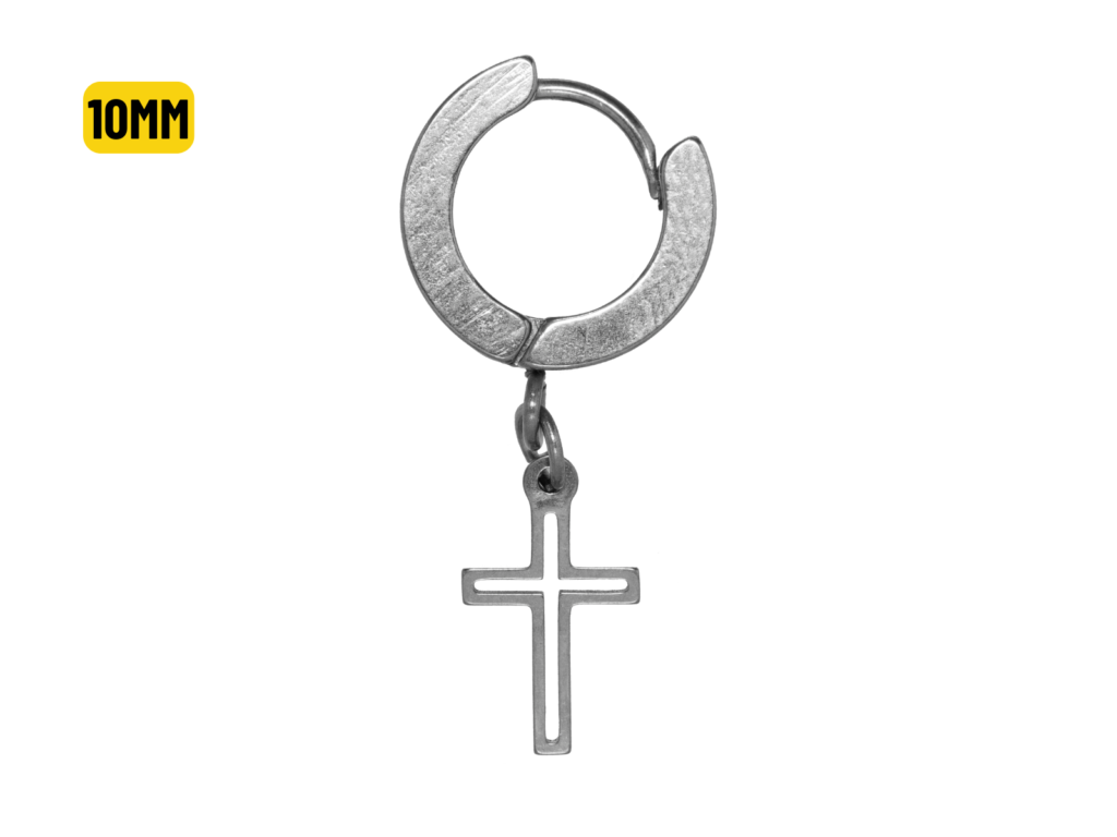 ARGOLA CLICKER AÇO C/ CRUZ VAZADA - 10MM